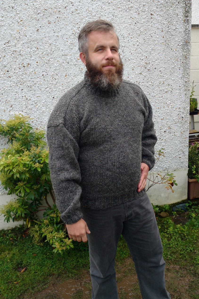 type of sweater made from thick undyed wool