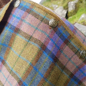 Irish soft lambswool poncho, cape, shawl in 1 piece! green/blue/pink tartan , plaid  check - 100% pure new wool - HANDMADE IN IRELAND