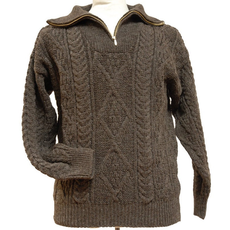 Half Zip Aran Sweater - Irish Handcrafts