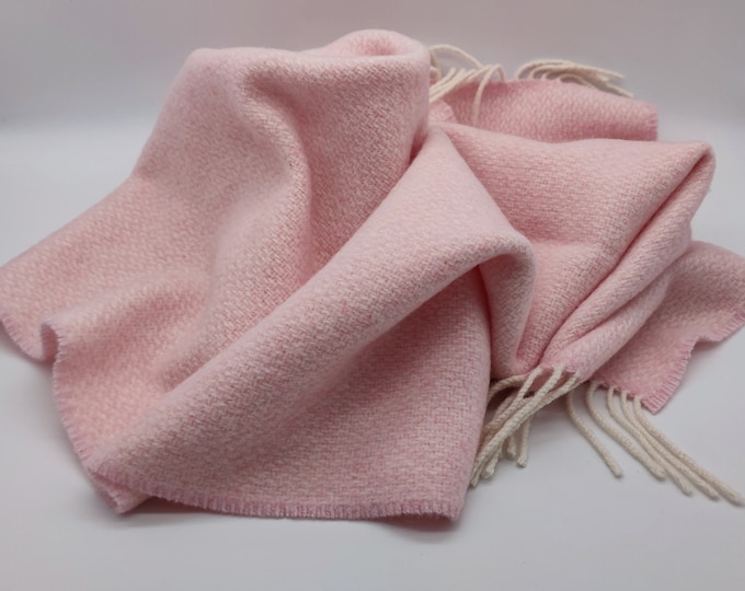 Irish Baby Blanket - Merino Wool/Cashmere(95/5) - Supersoft - Pink / White - 28" x 39" (70cm x 100cm) - MADE IN IRELAND