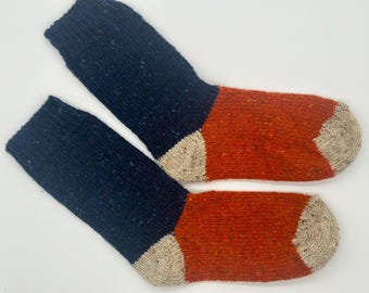 Premium Pure New Wool Socks - Traditional Donegal Yarn with Multicolor Flecks