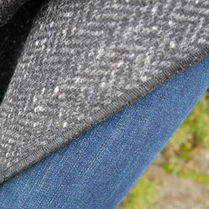Irish Donegal Tweed Wool Ruana, Cape, Wrap, Cloak Charcoal/ Grey Salt & Pepper Herringbone Heavy Tweed Unisex HANDMADE IN IRELAND image 6