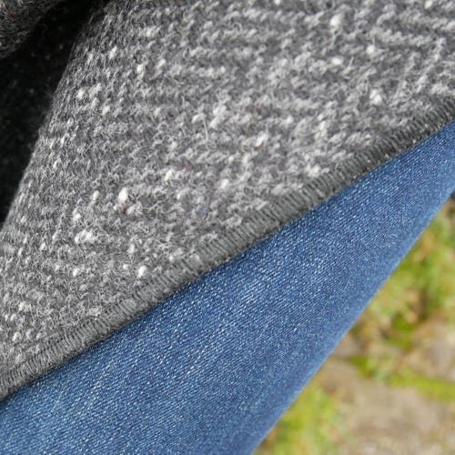 Irish Donegal Tweed Wool Ruana, Cape, Wrap, Cloak - Charcoal/Grey shops - Fleck Herringbone - 100% Pure New Wool - Unisex - HANDMADE IN IRELAND