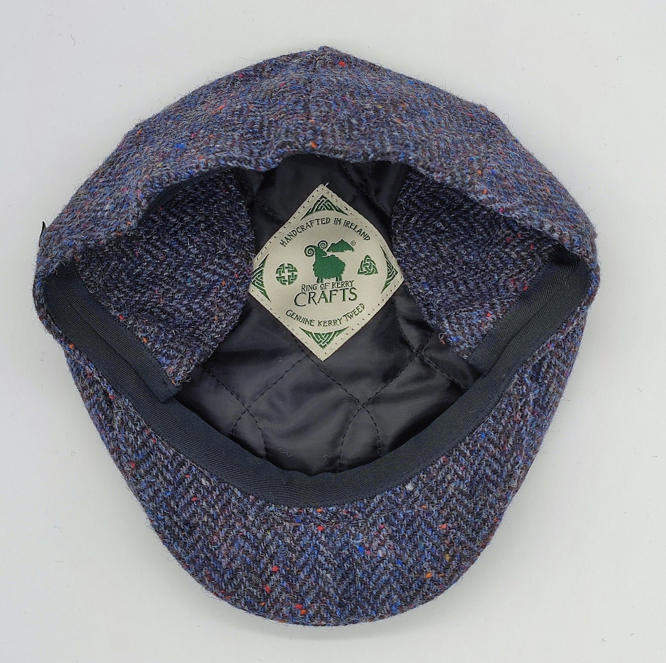 Traditional Irish Donegal Tweed Flat Cap With Foldable Ear Flaps - Dark ...