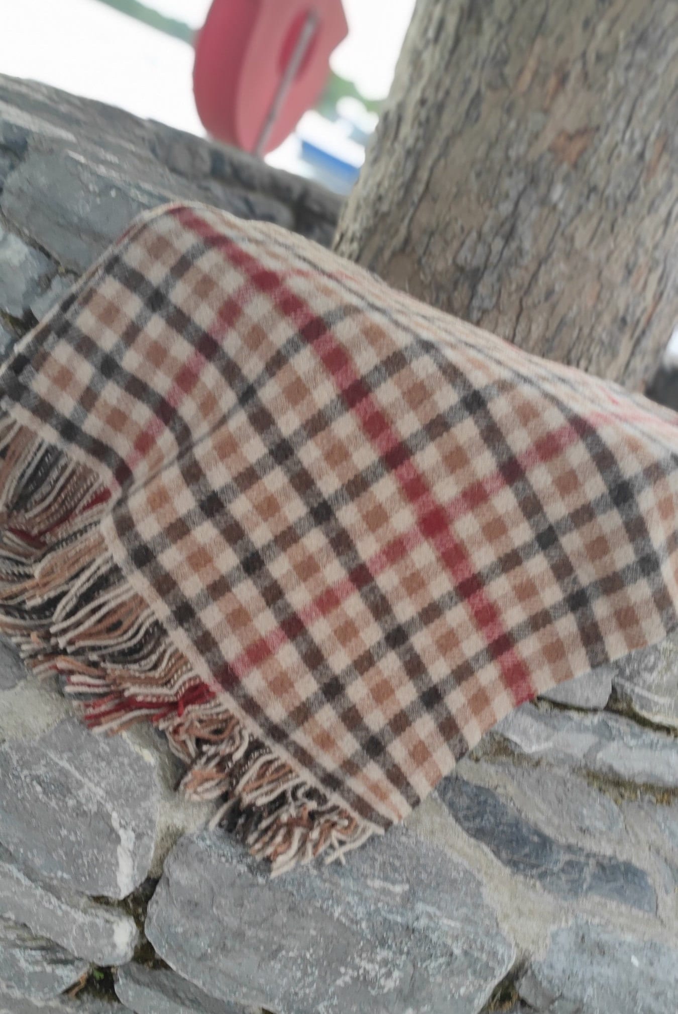 Pure Wool Tartan Small Blanket Red | WoolOvers