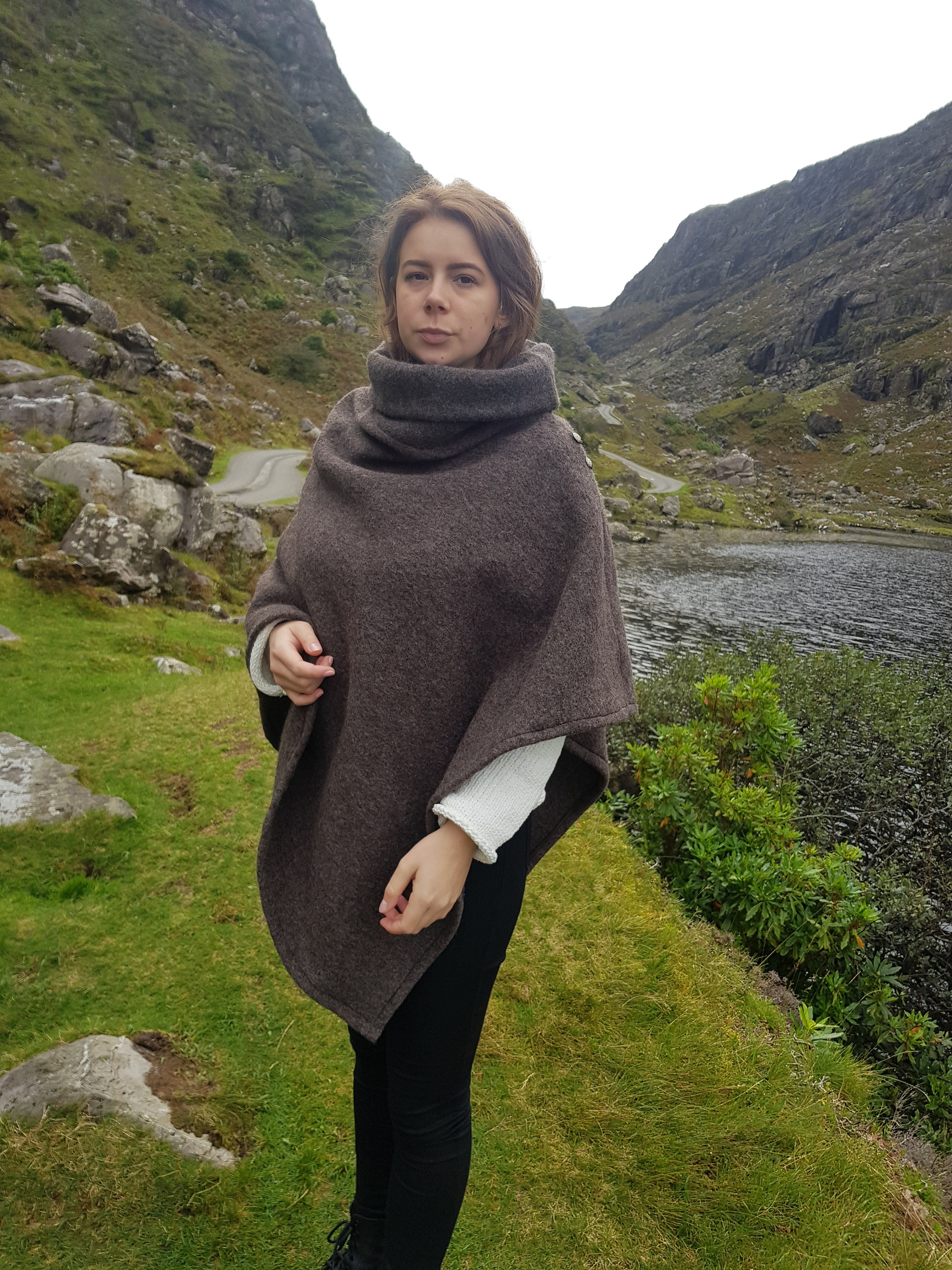 Irish felted wool turtleneck poncho - 100% pure new wool - very warm ...