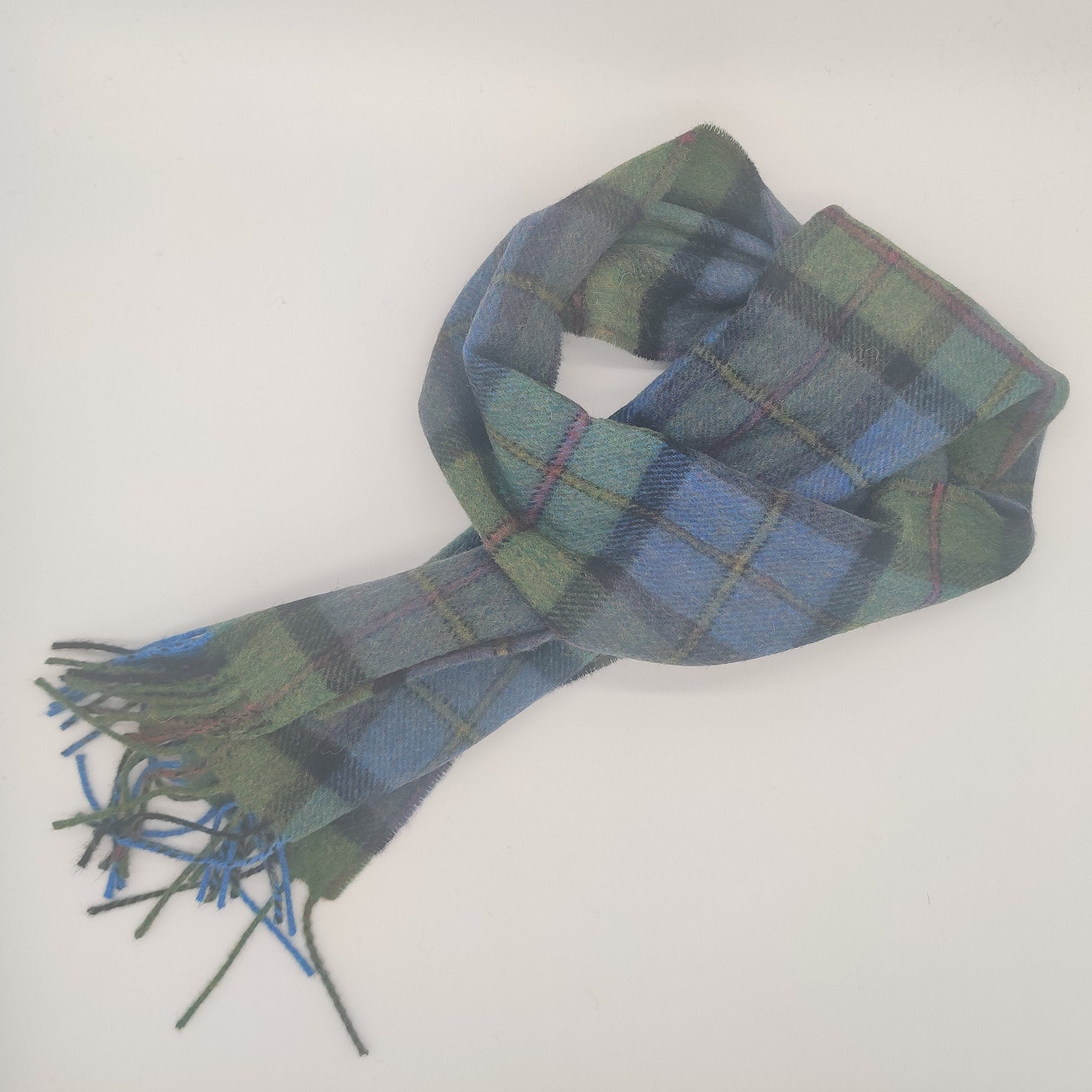 Irish Soft Lambswool scarf - 100% Pure New Wool - green/blue/navy