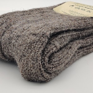 Irish Thick Wool Socks - Snug Socks in 100% Pure New Wool From Irish Sheep - Hiking Socks - Brown / Dark Jacob Undyed  - MADE IN IRELAND