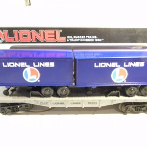 Lionel 16323 Lionel Lines Flat Car with 2 Van Trailers    O Gauge