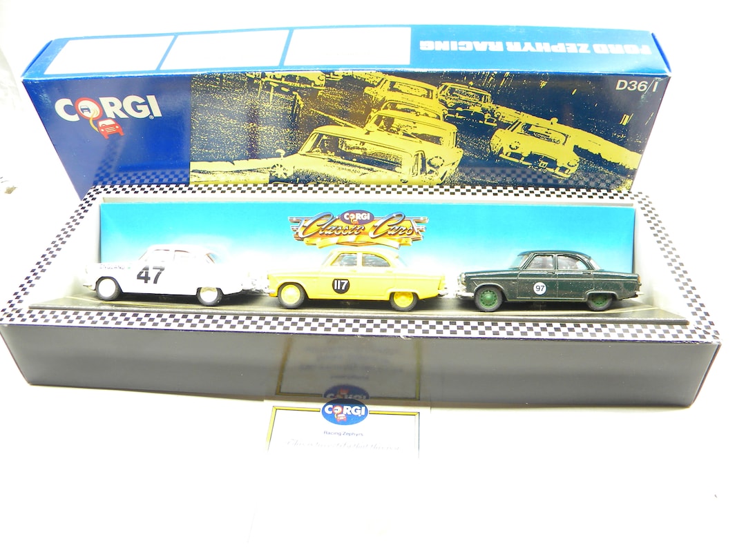 CORGI 1／43ミニカー Corgi D36/1 Ford Zephyr Racing Set 3 Cars Die-cast 1:43 Scale - Etsy