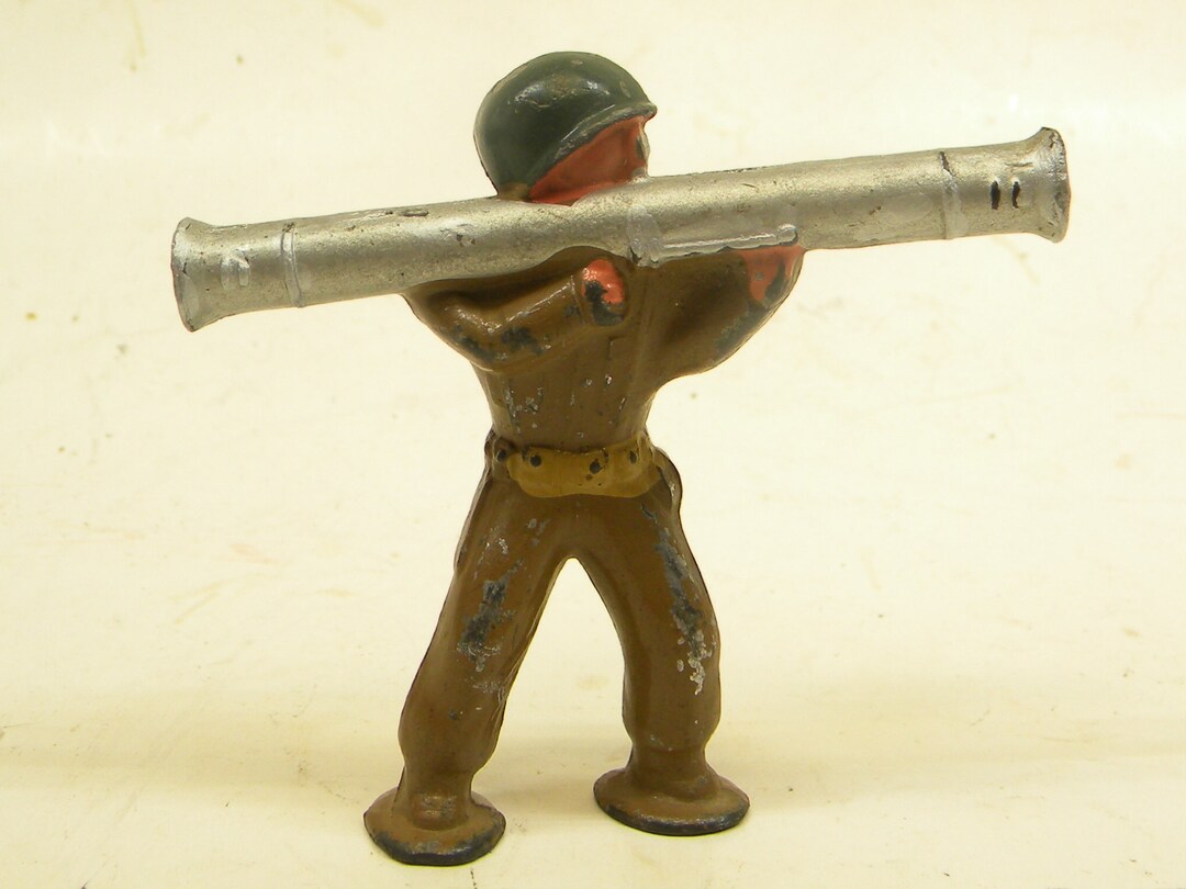 Vintage Barclay World War 2 Toy Lead Soldier With Bazooka Silver ...