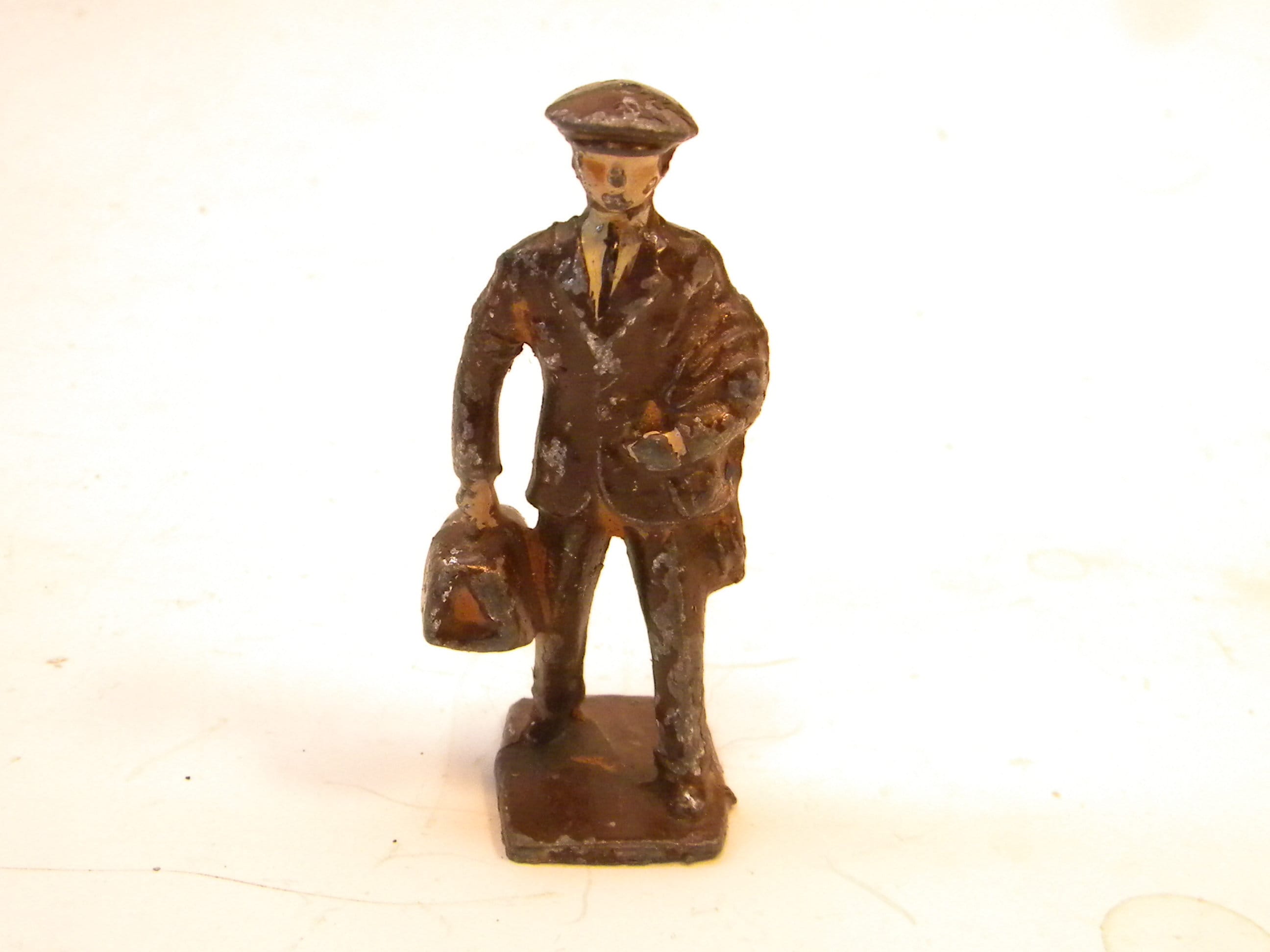 Vintage Lincoln Logs Ll38 Brown Suit Traveling Man 1940's Cast Metal