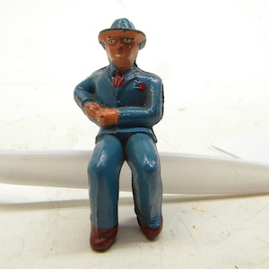 Manoil Man in Blue Suit Sitting    Vintage Lead Toy Figure  Vintage Lead Toy Figure