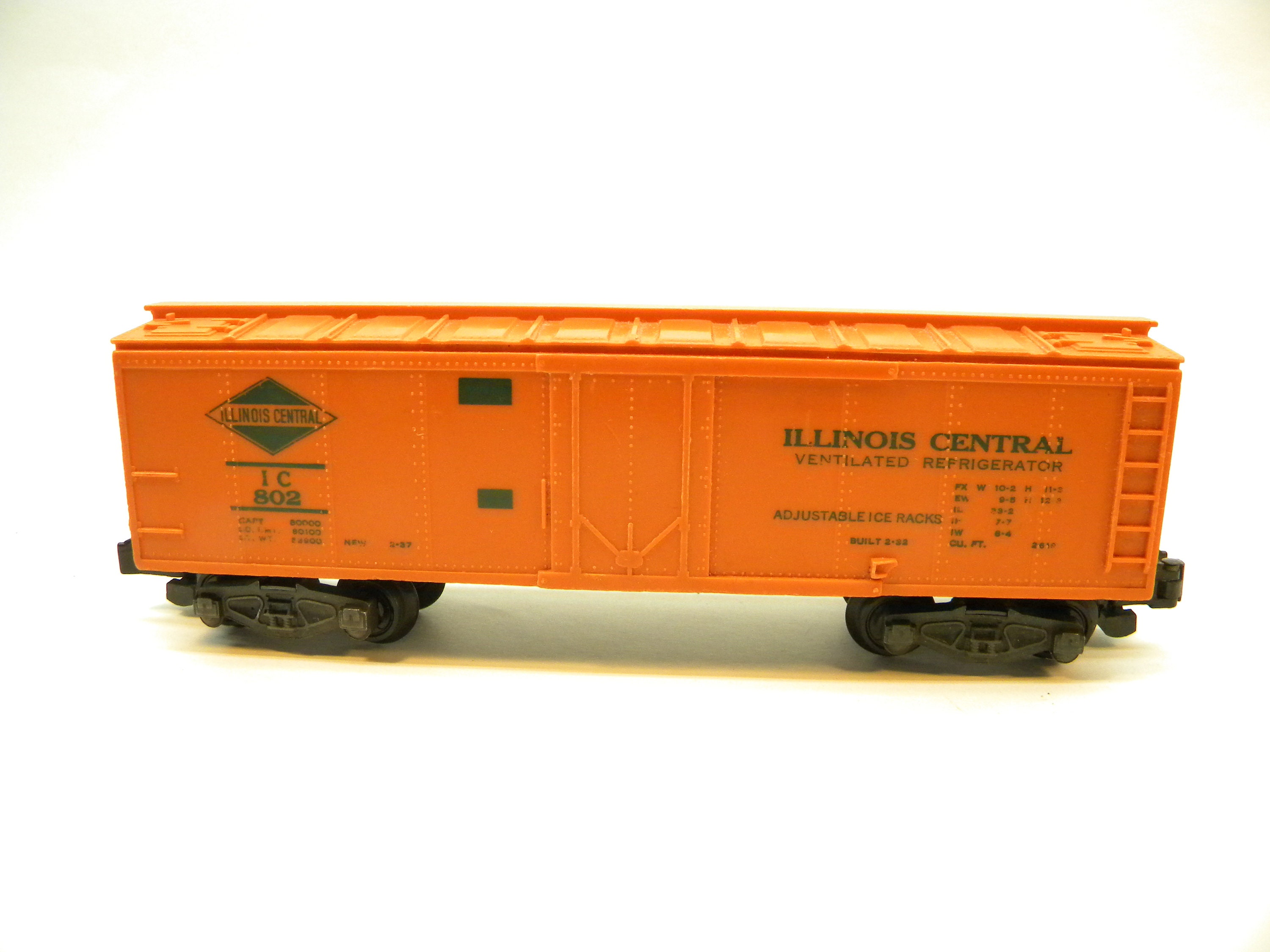 Vagón frigorífico American Flyer 802 Illinois Central, 1956-1957, escala S