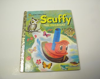 Vintage Little Golden Book Scuffy The Tugboat Book   Hard Cover