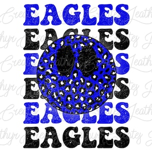 Eagles Retro Smiley (Royal Blue) - Sublimation, PNG, Clip Art, Digital Download, Scrapbooking