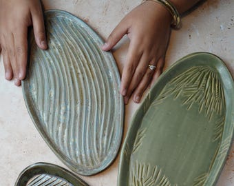 Ceramic Hand Carved Platters - Food Safe | Decorative