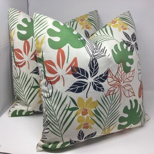 Cojines para interior y exterior con estampado alegre: tela estampada “De Jeneiro Leaves”, juego de 2 piezas, fundas de 20 x 20