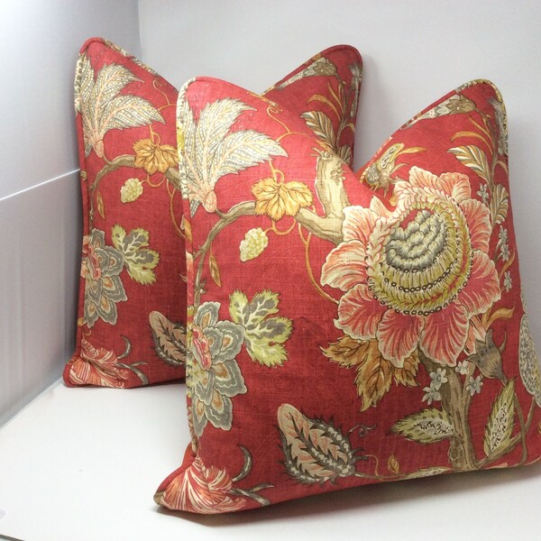 Jacobean Floral Pillow Etsy