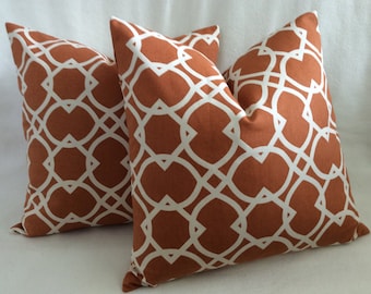 Trellis Pattern Designer Pillow Covers - Nutmeg Brown - 2pc