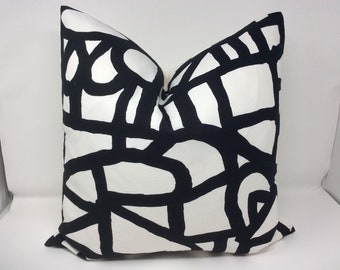 Free Style Artistic Designer Pillow Cover - Black/White Scandinavian Design by Nina Aalto - 20x20 Covers