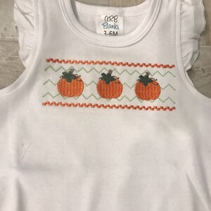 Faux smock pumpkin onesie fall onesie pumpkin smocking image 2