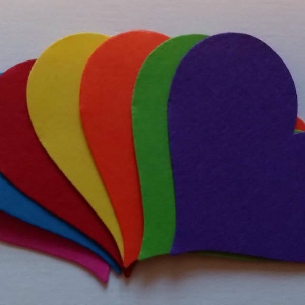 20/50/100 x Rainbow Coloured Heart Die Cut Shapes - Valentine's/Wedding/Anniversary
