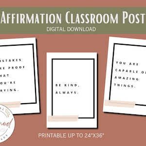 Digital Download - Inspirational Quotes Poster Set for Elementary Classroom - Set of 19 - Printable Up To 24x36" - Back to School