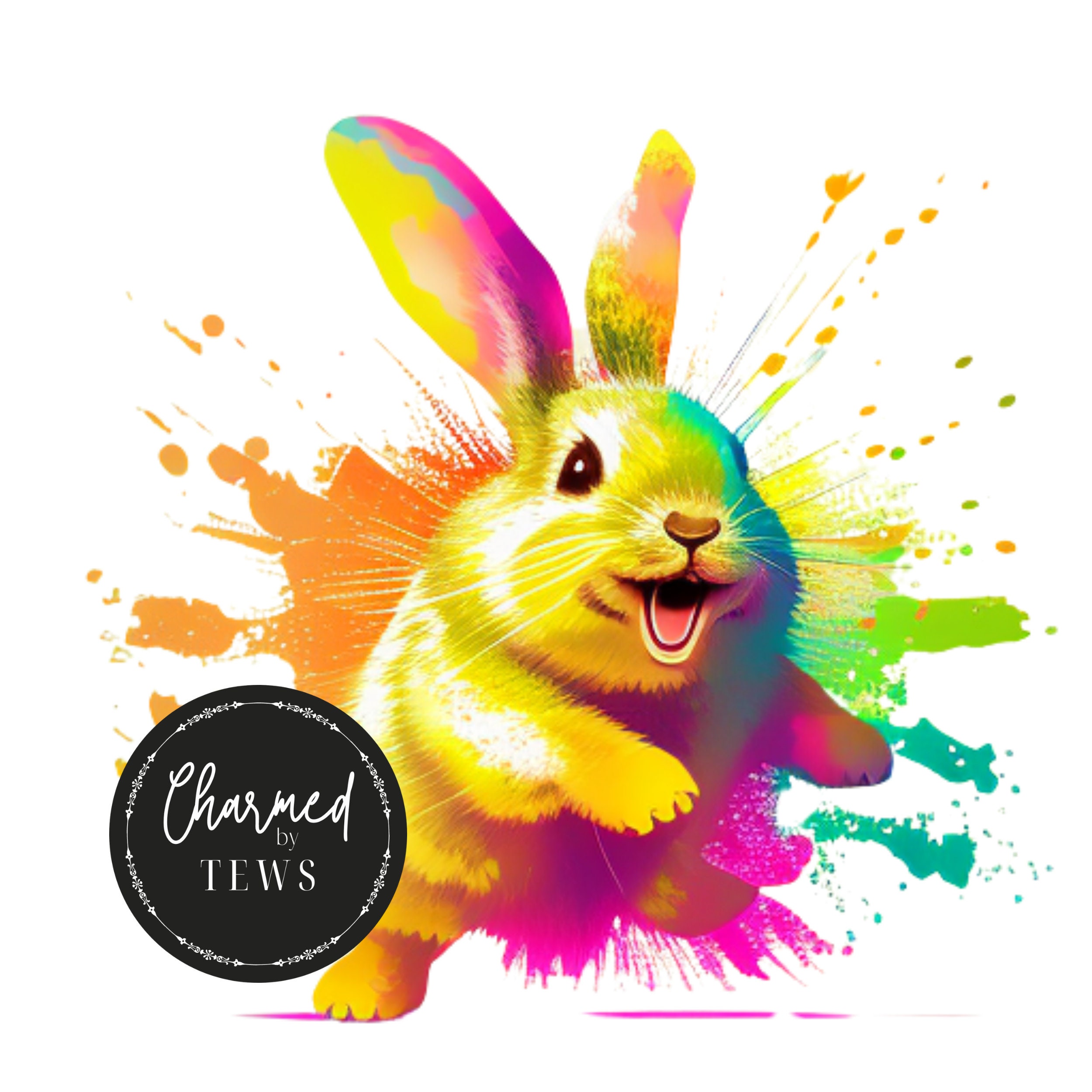 Bright Rabbits Bright Neon Colored Bundle of 6 Rabbit Images - Digital Download ...