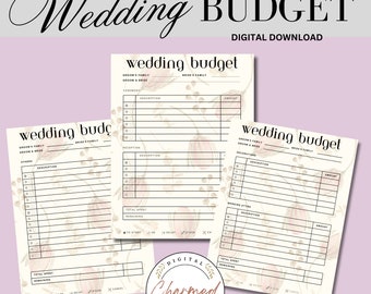 Wedding Budget Planner - Organization - Planning Wedding - Digital Download - Printable