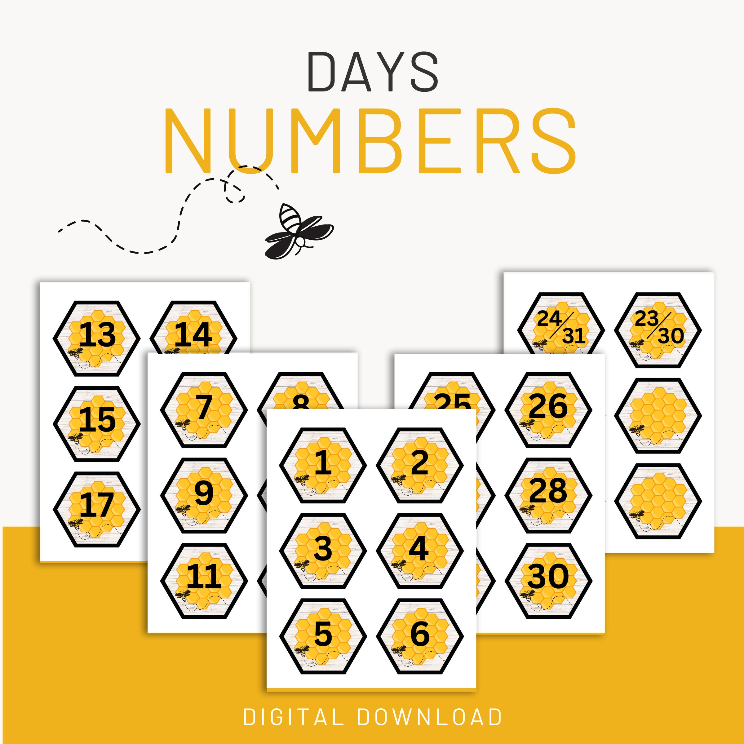 bee-themed-classroom-calendar-bundle-for-teachers-academic-etsy