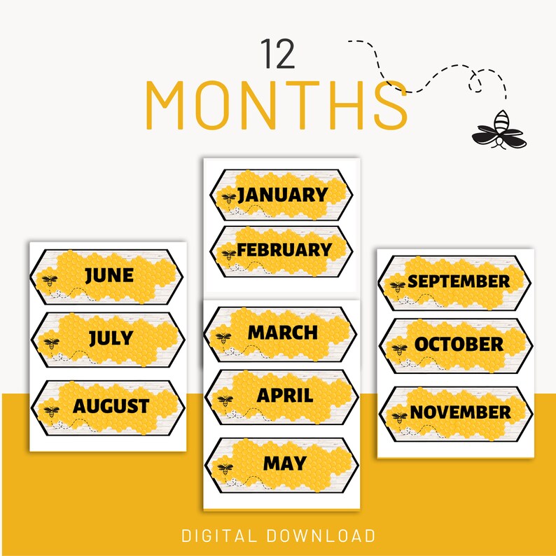 bee-themed-classroom-calendar-bundle-for-teachers-academic-etsy