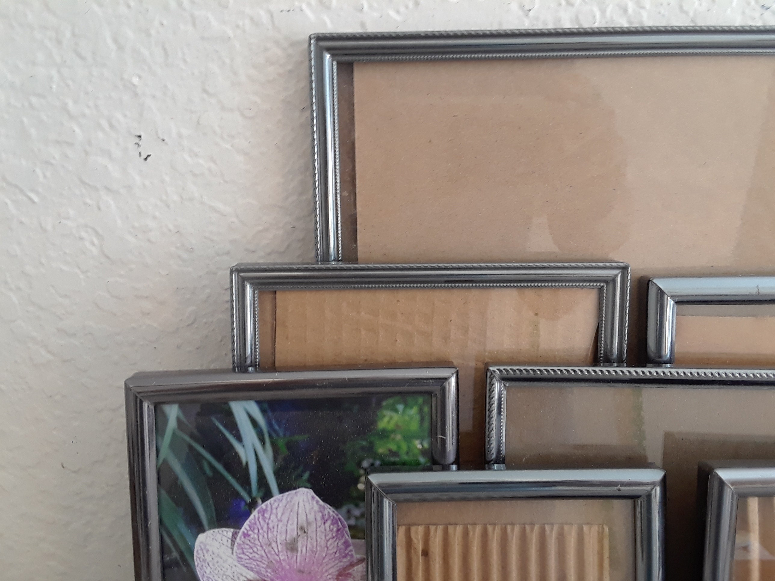 Vintage Dark Silver Gray Metal Picture Frame Set Mid Century Etsy