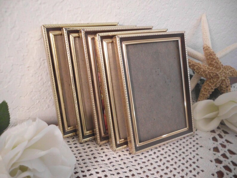 Vintage Gold Metal 3.5 x 5 Picture Frame Rustic Shabby Chic Etsy