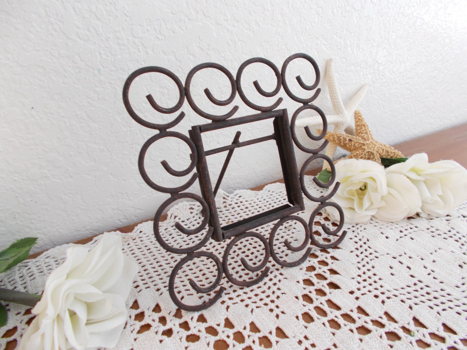 Vintage Rustic Black Metal Picture Frame Photo Decoration Mid Etsy