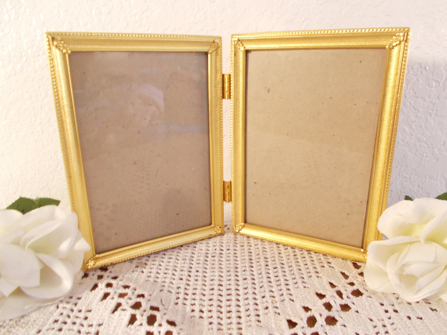 Vintage Ornate Gold Metal Hinged Picture Frame 2 Photo Etsy