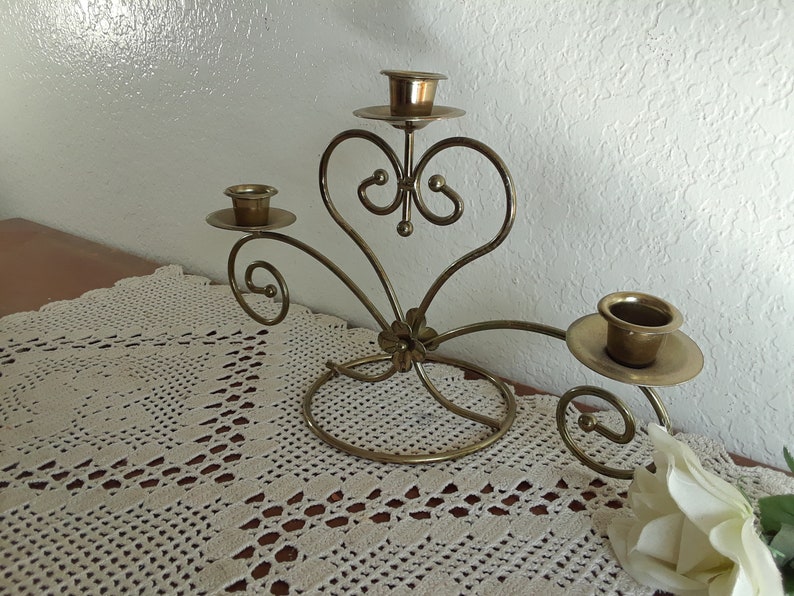 Vintage Gold Heart Unity Wedding Candelabra Taper Candle Etsy
