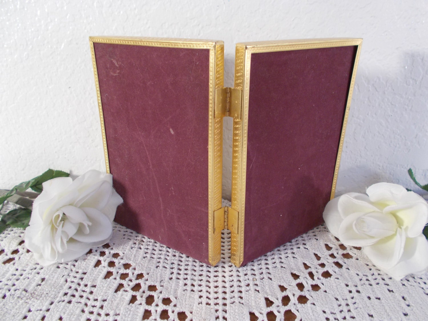 Vintage Ornate Gold Metal Hinged Picture Frame 2 Photo Etsy