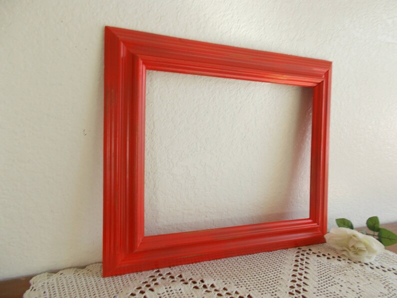 Large Red Picture Frame 11 x 14 Photo Decoration Up Cycled Etsy