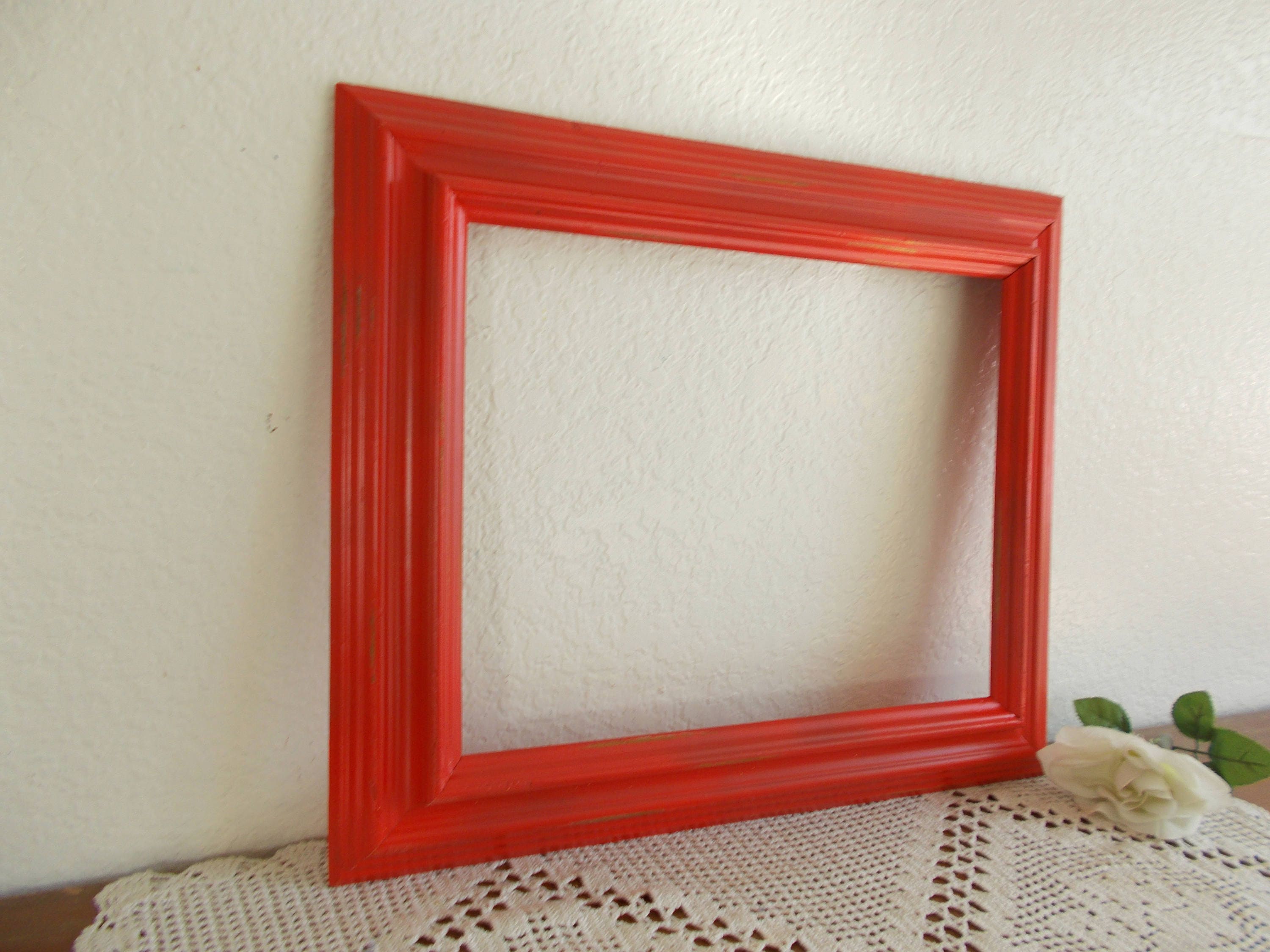 Large Red Picture Frame 11 x 14 Photo Decoration Up Cycled Etsy