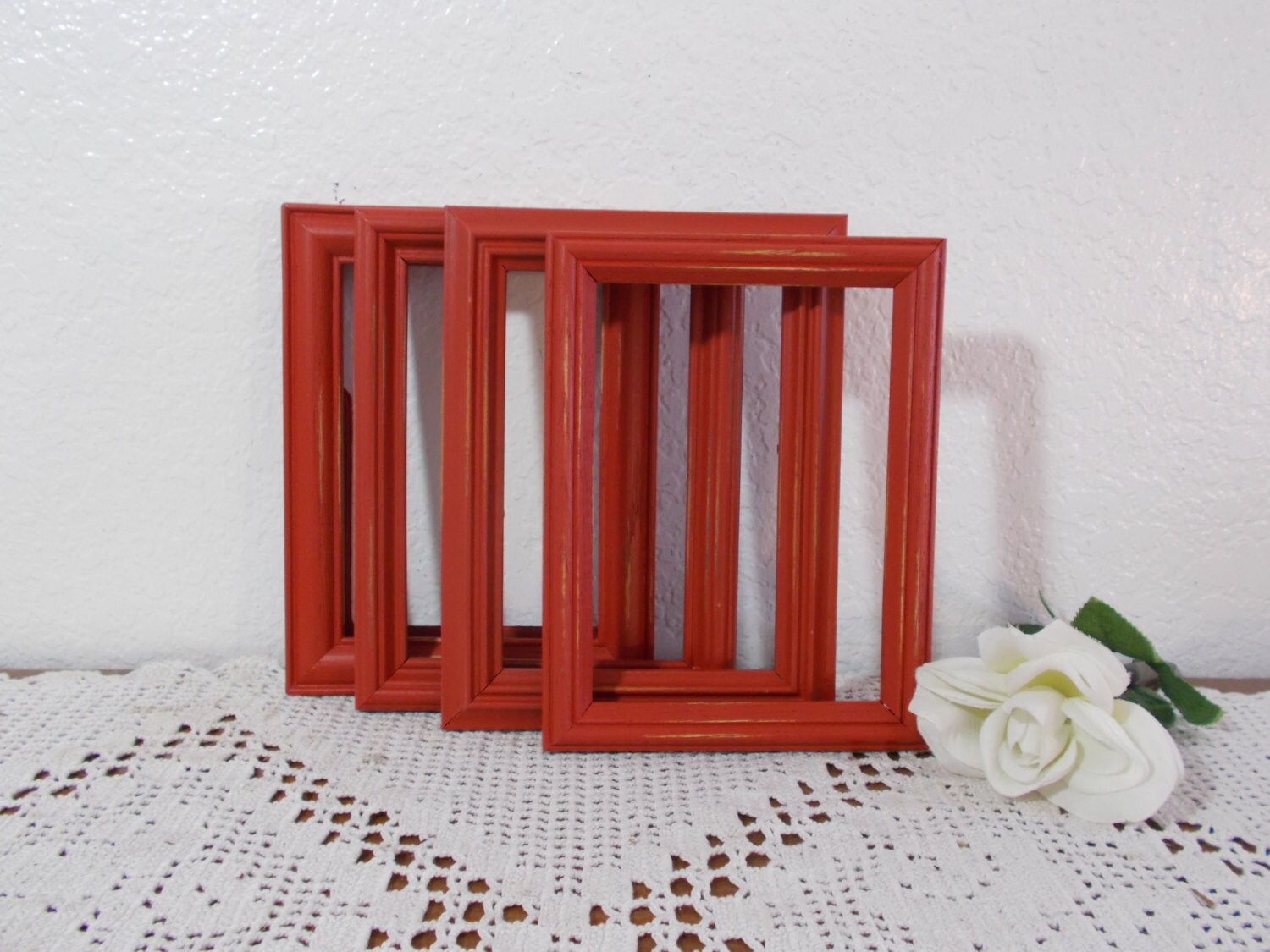 Rustic Red Picture Frame 5x7 Photo Decoration Up Cycled Etsy