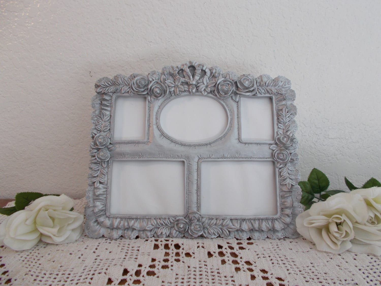 Silver Floral Collage Picture Frame Up Cycled Vintage Wedding Etsy