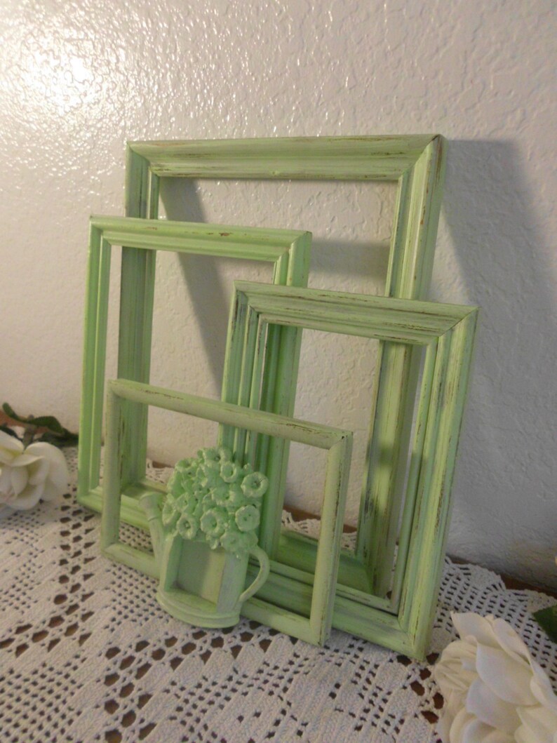 Light Green Picture Frame Set Photo Decoration Upcycled Etsy