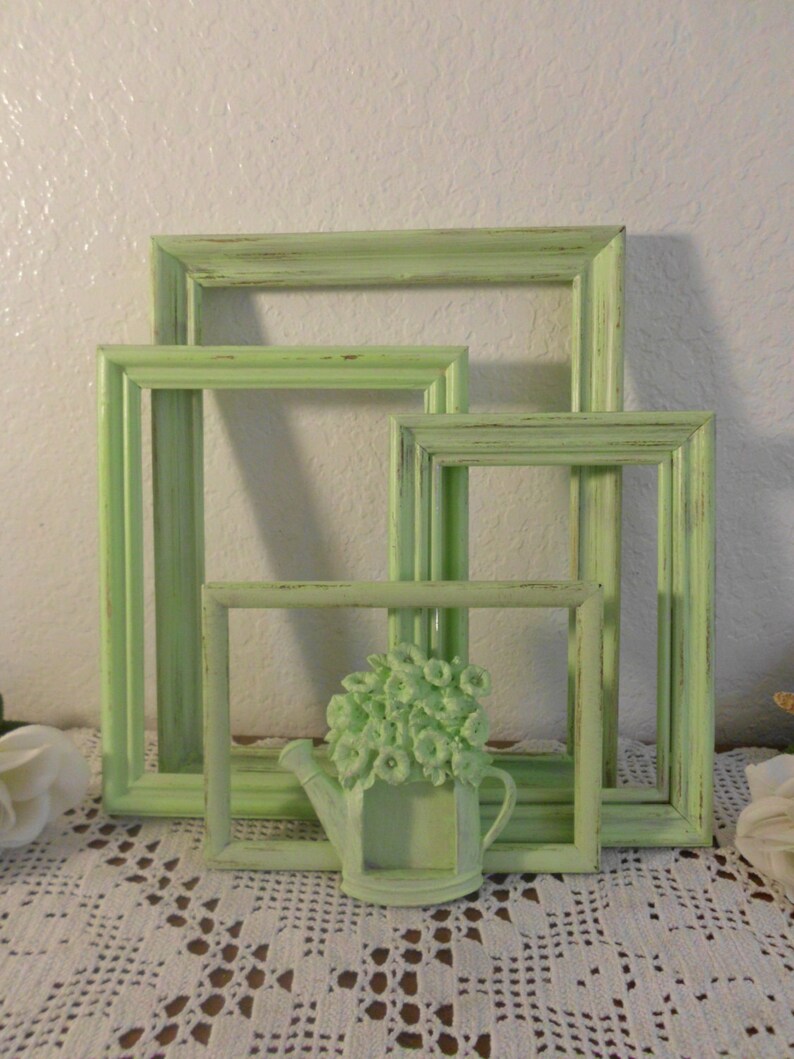 Light Green Picture Frame Set Photo Decoration Upcycled Etsy