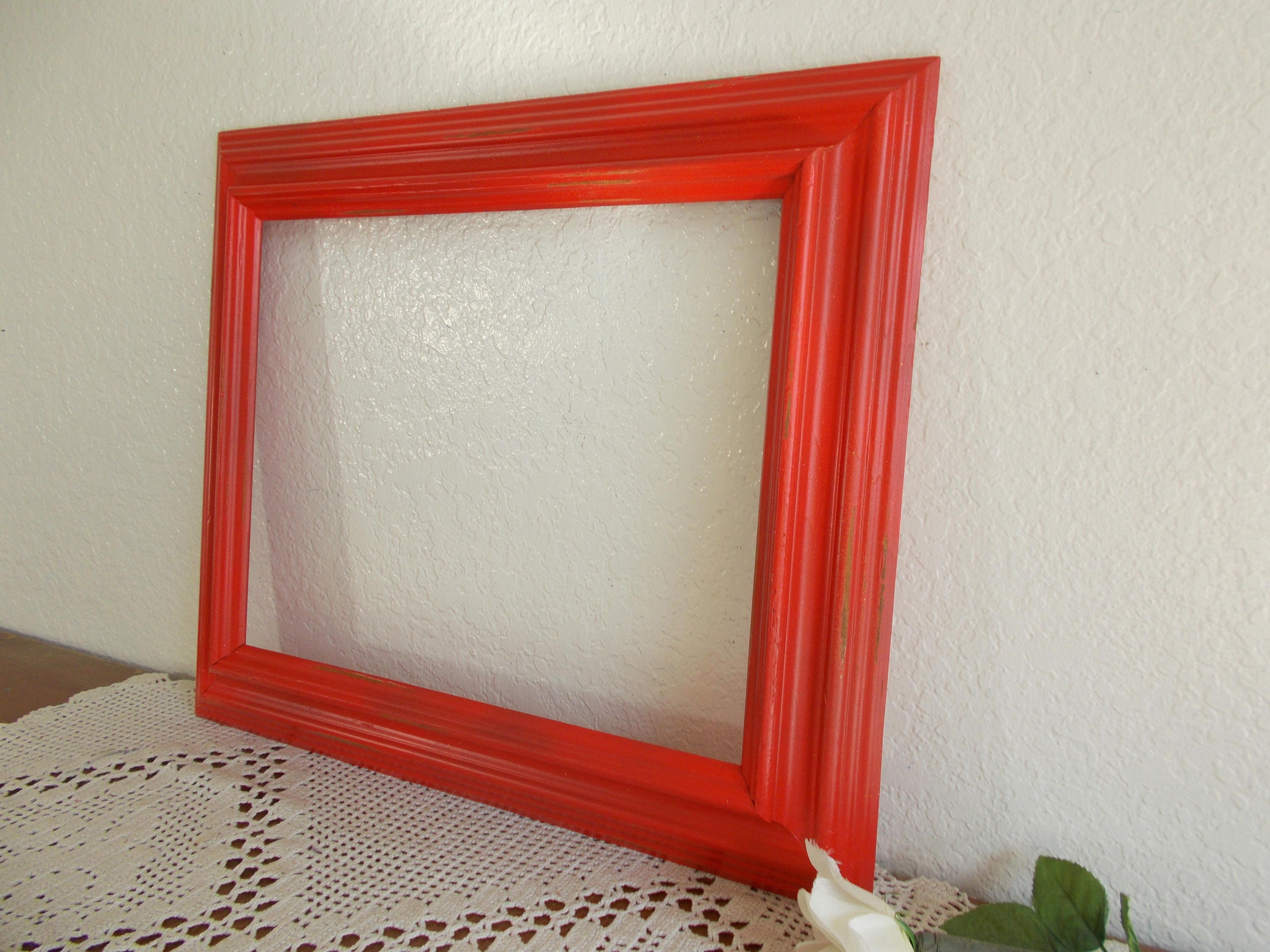 Large Red Picture Frame 11 x 14 Photo Decoration Up Cycled Etsy