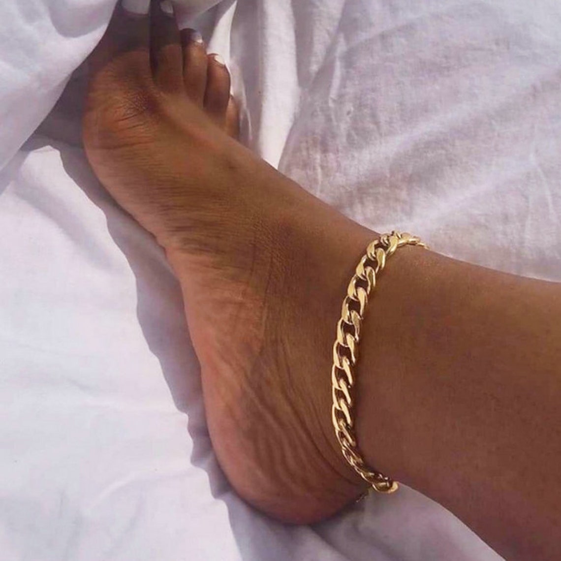 18k gold cuban anklet