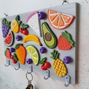 Fruit Key Rack Handmade Colorful Fruits Key Holder: Decorative Kitchen Wall Hooks - Etsy