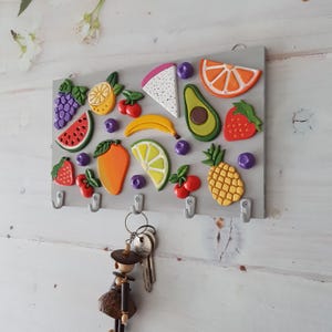 Fruit Key Rack Handmade Colorful Fruits Key Holder: Decorative Kitchen Wall Hooks - Etsy