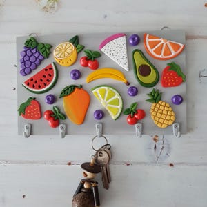 Fruit Key Rack Handmade Colorful Fruits Key Holder: Decorative Kitchen Wall Hooks - Etsy
