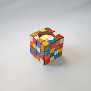 Rubik's Cube Art Home Decor / Rubiks Cube Candle Holders / Unique Retro Decor / Fidget Cube / Retro Gaming / 80s Lover Gift İdea